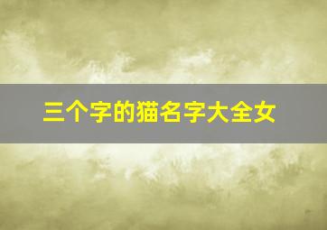 三个字的猫名字大全女