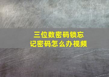 三位数密码锁忘记密码怎么办视频