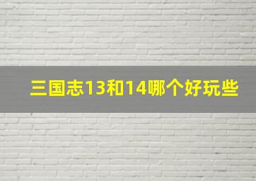 三国志13和14哪个好玩些