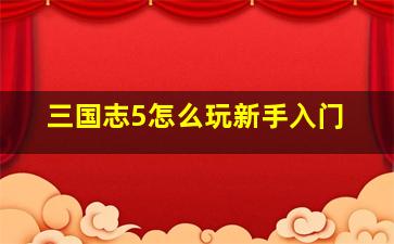 三国志5怎么玩新手入门