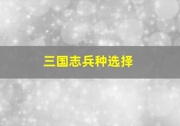 三国志兵种选择