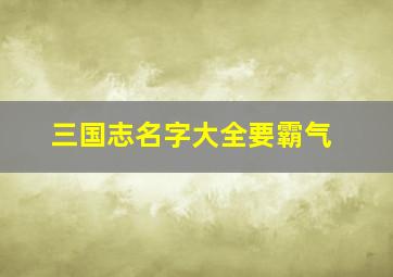 三国志名字大全要霸气