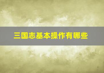 三国志基本操作有哪些