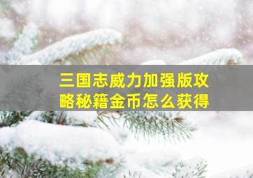 三国志威力加强版攻略秘籍金币怎么获得