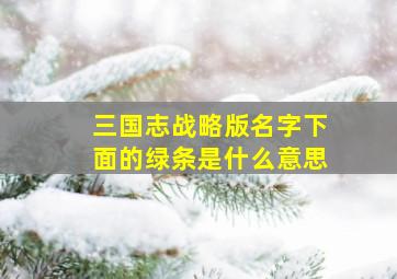 三国志战略版名字下面的绿条是什么意思