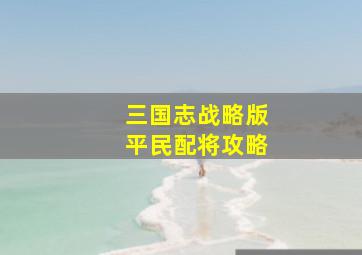 三国志战略版平民配将攻略