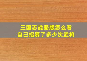 三国志战略版怎么看自己招募了多少次武将