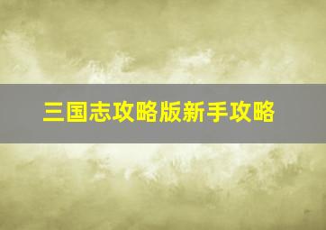 三国志攻略版新手攻略