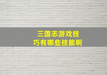 三国志游戏技巧有哪些技能啊