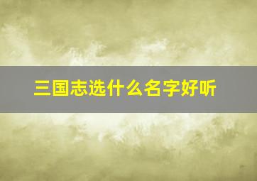 三国志选什么名字好听