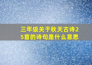 三年级关于秋天古诗25首的诗句是什么意思