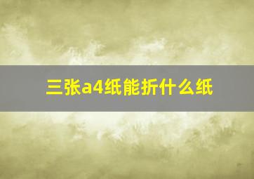 三张a4纸能折什么纸