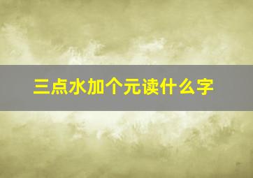 三点水加个元读什么字