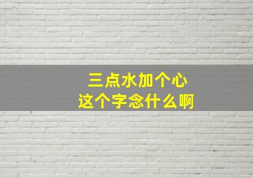 三点水加个心这个字念什么啊