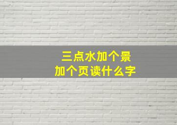 三点水加个景加个页读什么字