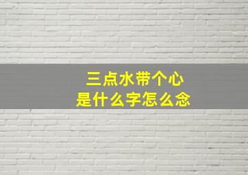 三点水带个心是什么字怎么念