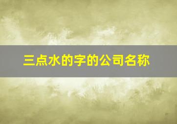 三点水的字的公司名称