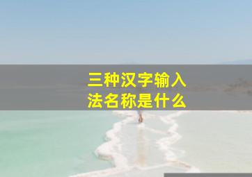 三种汉字输入法名称是什么