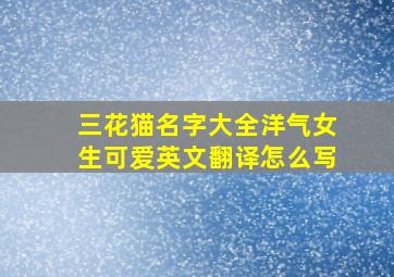 三花猫名字大全洋气女生可爱英文翻译怎么写