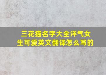 三花猫名字大全洋气女生可爱英文翻译怎么写的