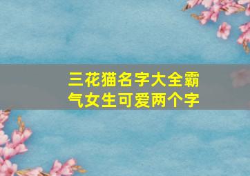 三花猫名字大全霸气女生可爱两个字