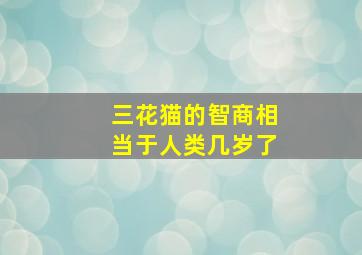 三花猫的智商相当于人类几岁了