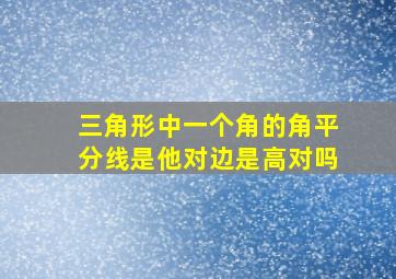 三角形中一个角的角平分线是他对边是高对吗