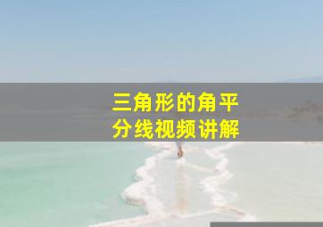 三角形的角平分线视频讲解