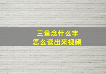 三鱼念什么字怎么读出来视频