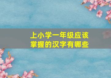 上小学一年级应该掌握的汉字有哪些