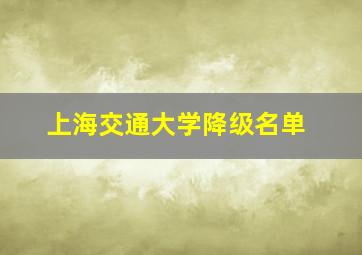 上海交通大学降级名单