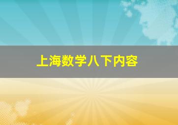 上海数学八下内容