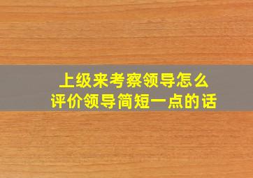 上级来考察领导怎么评价领导简短一点的话