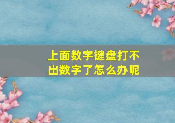 上面数字键盘打不出数字了怎么办呢