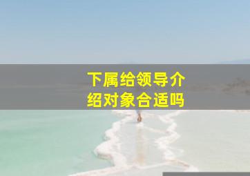 下属给领导介绍对象合适吗