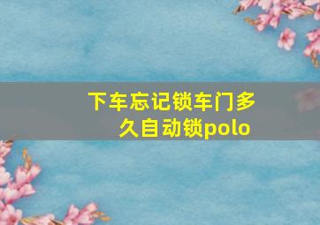 下车忘记锁车门多久自动锁polo