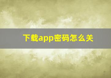 下载app密码怎么关