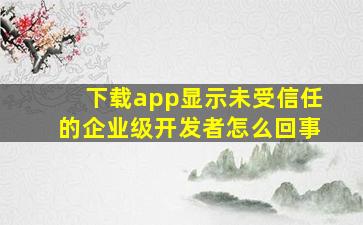 下载app显示未受信任的企业级开发者怎么回事