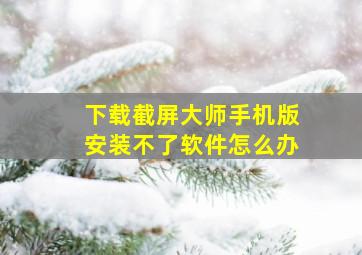 下载截屏大师手机版安装不了软件怎么办