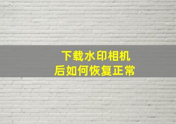 下载水印相机后如何恢复正常