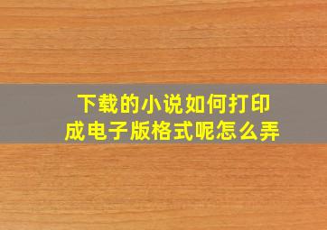 下载的小说如何打印成电子版格式呢怎么弄