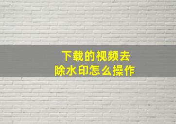 下载的视频去除水印怎么操作