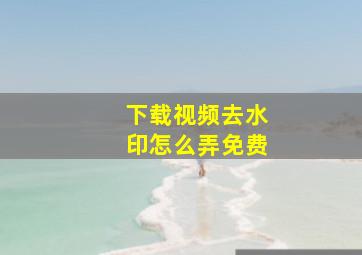 下载视频去水印怎么弄免费