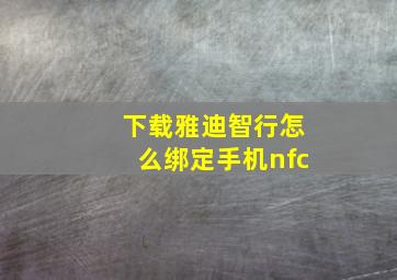 下载雅迪智行怎么绑定手机nfc