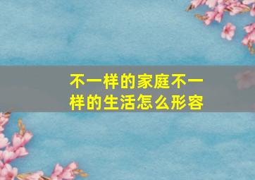 不一样的家庭不一样的生活怎么形容