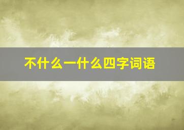 不什么一什么四字词语