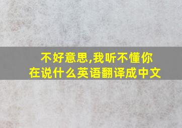 不好意思,我听不懂你在说什么英语翻译成中文