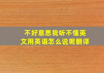 不好意思我听不懂英文用英语怎么说呢翻译