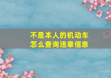 不是本人的机动车怎么查询违章信息