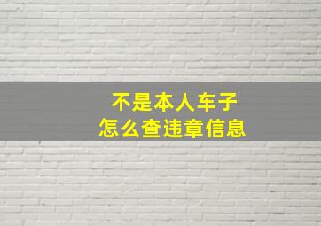 不是本人车子怎么查违章信息